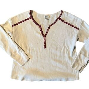 Sundance Cream Thermal Top with Red Trim M